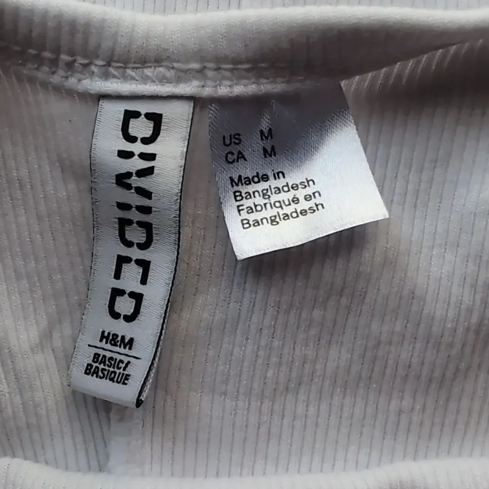 H&M White Ribbed Bodysuit Deep Scoop neck At The Back M Cotton - Picture 5 of 6